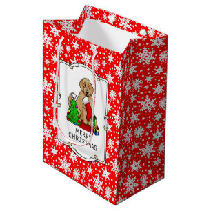 Merry Christmas 2 Goldendoodle (golden red) Cute Medium Gift Bag