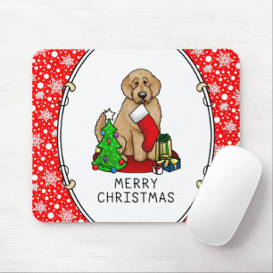 Merry Christmas 2 Goldendoodle (golden red) Cute Mouse Mat