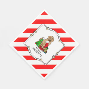 Merry Christmas 2 Goldendoodle (golden red) Cute Napkin