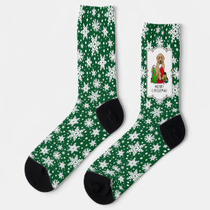 Merry Christmas 2 Goldendoodle (golden red) Cute Socks
