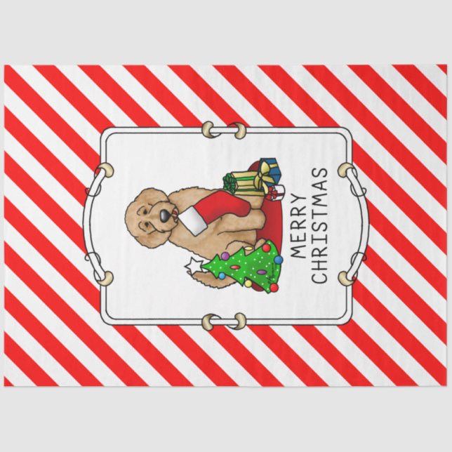 Merry Christmas 2 Goldendoodle (golden red) Cute Tissue Paper (Front)