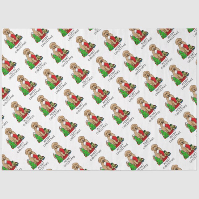 Merry Christmas 2 Goldendoodle (golden red) Cute Tissue Paper (Front)