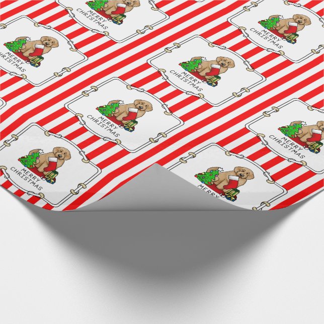 Merry Christmas 2 Goldendoodle (golden red) Cute Wrapping Paper (Corner)