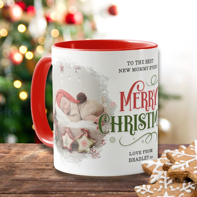 Merry Christmas 2 Photo Best New Mummy Ever Custom Mug (Creator Uploaded)