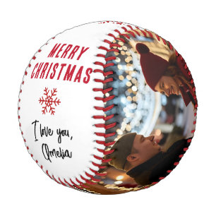 Merry Christmas 2 Photo Collage Boyfriend Baseball