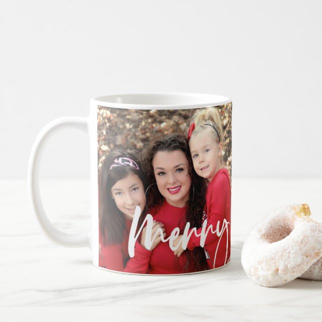 Merry Christmas 2 Photo Holiday Mug (With Donut)