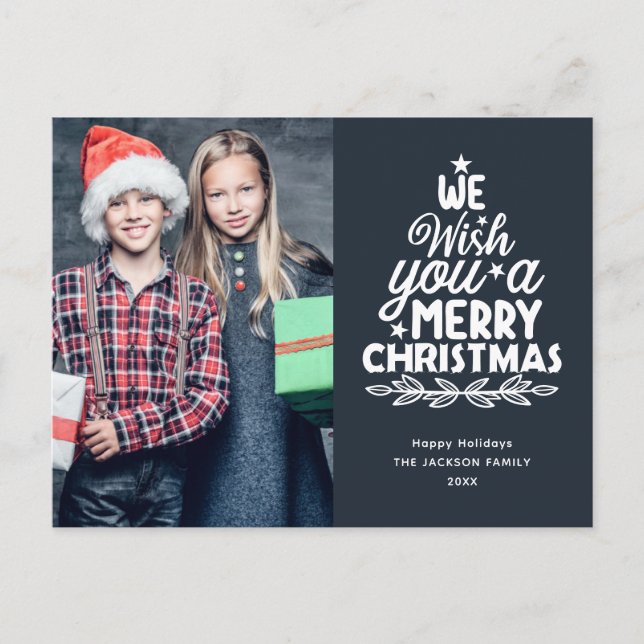 Merry Christmas 2 photos Holiday Postcard (Front)
