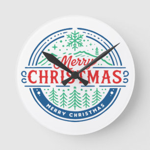 Merry Christmas 2 Round Clock