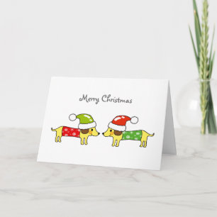 Merry Christmas 2 sausage dogs Holiday Card