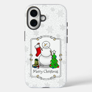 Merry Christmas 2 Tree Stocking Snowman iPhone 16 Case