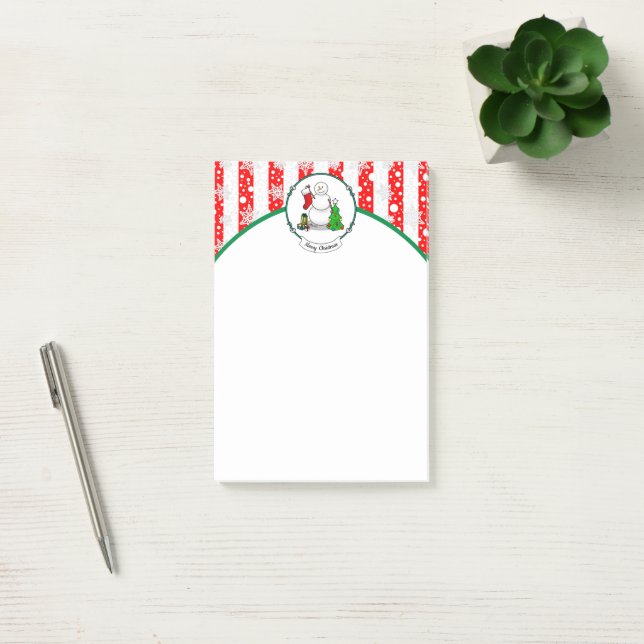 Merry Christmas 2 Tree Stocking Snowman Post-it Notes (Office)