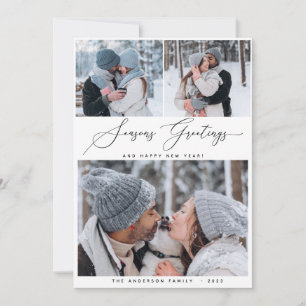 Merry Christmas 3 Collage Multi Photo Holiday Card