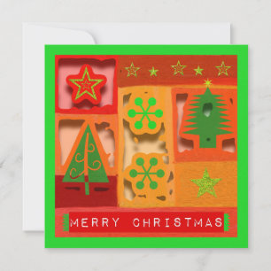 Merry Christmas 3-D Look Flat Greeting Card