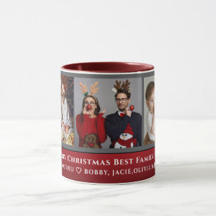 Merry Christmas 3 Family Photo Collage Christmas Mug