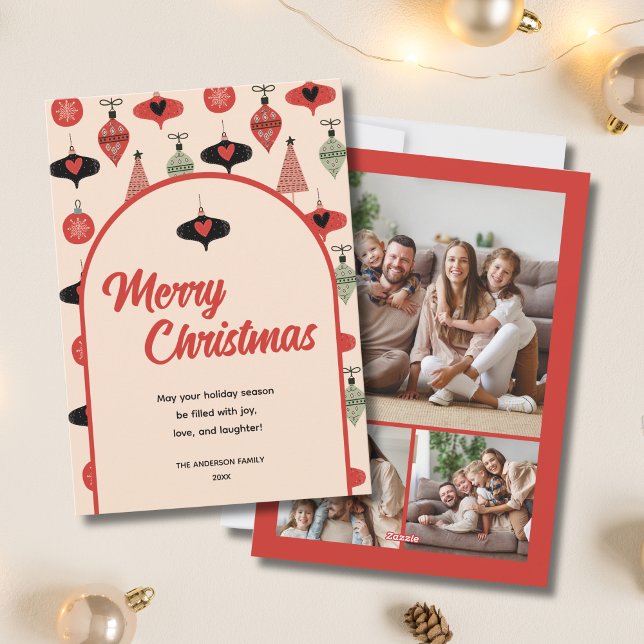 Merry Christmas 3 Family Photo Collage Holiday Card (Merry Christmas 3 Family Photo Collage Holiday Card)