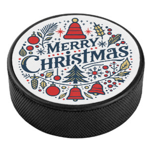 Merry Christmas 3 Hockey Puck