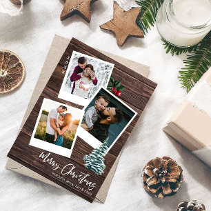 Merry Christmas 3 Instant Photo Rustic Card