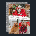 Merry Christmas 3 Photo Collage Holiday Card<br><div class="desc">Multi-photo Christmas holiday cards feature Merry Christmas in chic silver grey (not metallic) lettering on a splash of snow in the middle. Just upload three photos and add your family greeting and names on the back. Select High Definition for best photo quality.</div>