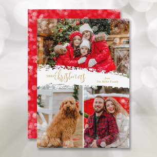 Merry Christmas 3 Photo Collage Holiday Card