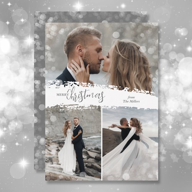 Merry Christmas 3 Photo Collage Holiday Card (Creator Uploaded)