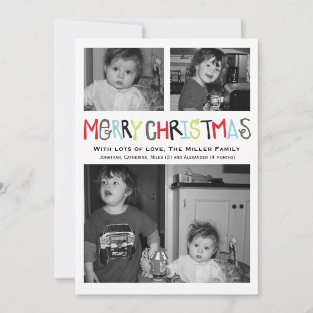 Merry Christmas 3 photo Holiday Card (Front)