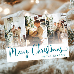 Merry Christmas 3 Photo Holiday Card