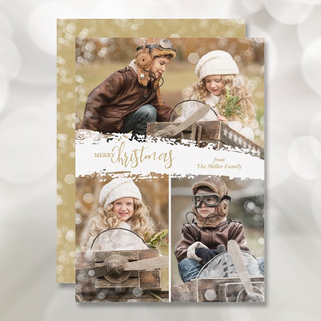 Merry Christmas 3 Photo Holiday Card (Creator Uploaded)