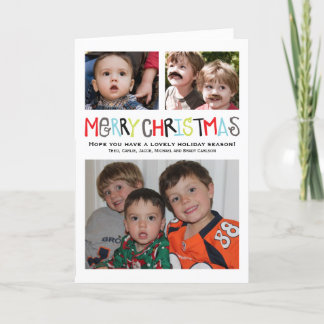 Merry Christmas 3+ photo Holiday Card Personalised