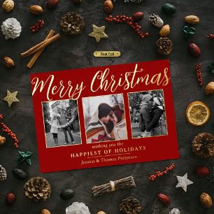 Merry Christmas 3 Photo Template Real