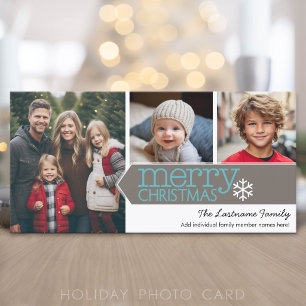 Merry Christmas - 3 Photos - Modern Design Holiday Card