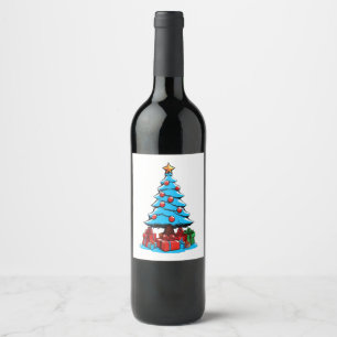 Merry Christmas 3D Wine Label