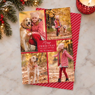 Merry Christmas 4 Photo Collage Holiday Card