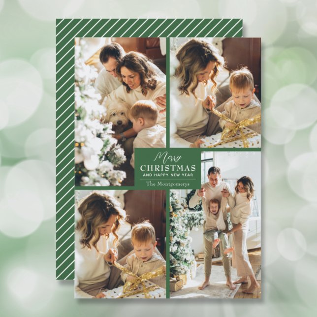Merry Christmas 4 Photo Collage Holiday Card (Creator Uploaded)