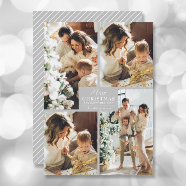 Merry Christmas 4 Photo Collage Holiday Card (Creator Uploaded)