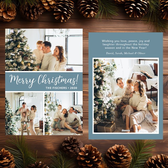 Merry Christmas 4 Photo Flat Holiday Card (Creator Uploaded)