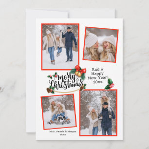 Merry Christmas 4 Photo Holiday Card
