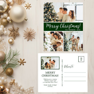 Merry Christmas 4 Photo Holiday Postcard
