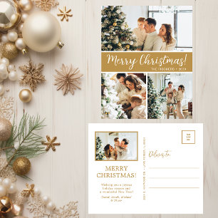 Merry Christmas 4 Photo Holiday Postcard