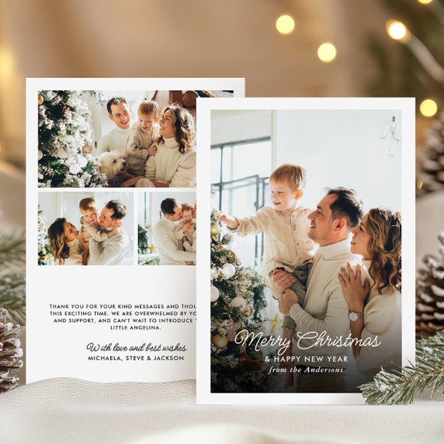 Merry Christmas 4-Photo Personal Message Holiday Card (Creator Uploaded)