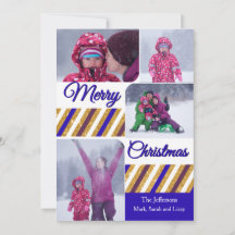 Merry Christmas 4 Photos Personalised Card