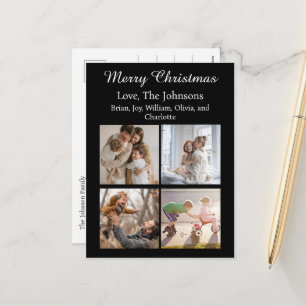 Merry Christmas 4 Square Photo Family Holiday Postcard