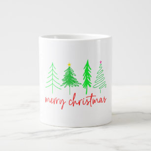 Merry Christmas - 4 Trees Large Coffee Mug