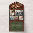 Merry Christmas 5 photo collage rustic plaid card