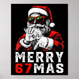 Merry Christmas 6 7 Meme Funny Santa 67 Hand Xmas Poster