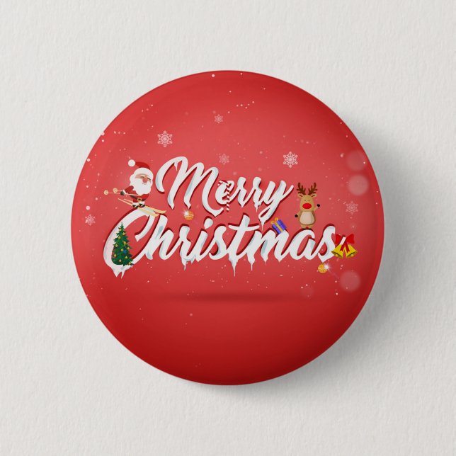Merry christmas 6 cm round badge (Front)