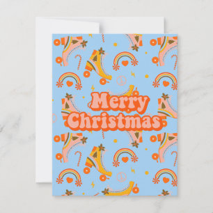 Merry Christmas 70s groovy disco pattern Invitation