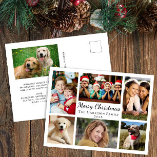 Merry Christmas 7 Photo Collage Holiday Postcard