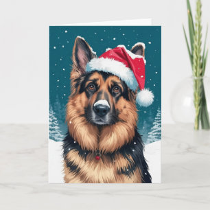 Merry Christmas A German Shepherd Dog in Santa Card