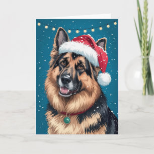 Merry Christmas A German Shepherd Dog  in Santa  Card
