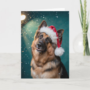 Merry Christmas A German Shepherd Dog  in Santa  Card